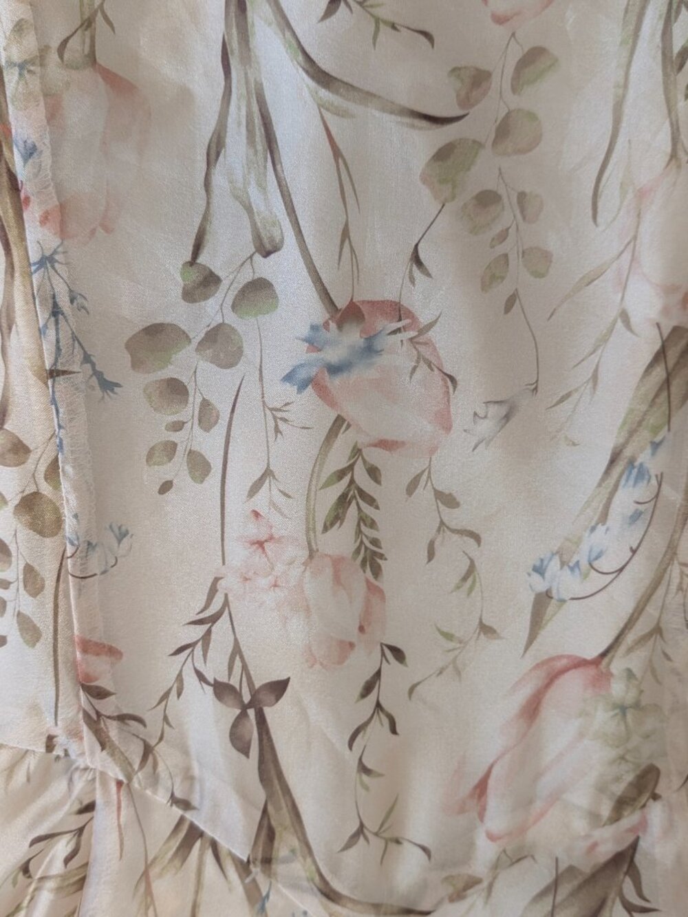 Storia Floral Slip Maxi Dress L Ruffled Fishtail Hem Romantic Fairycore NWOT - Picture 8 of 14